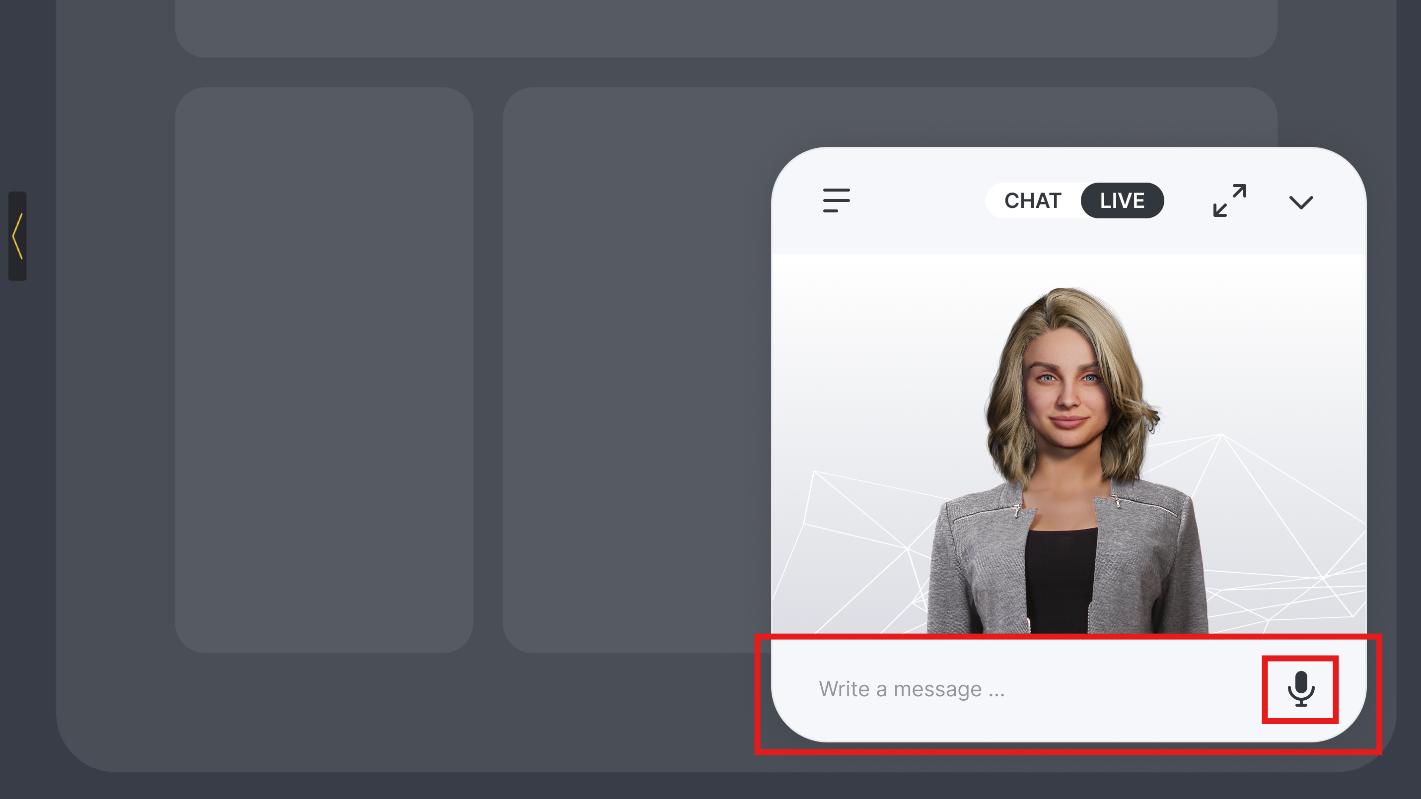 Genesis Studio AI avatar website widget input area