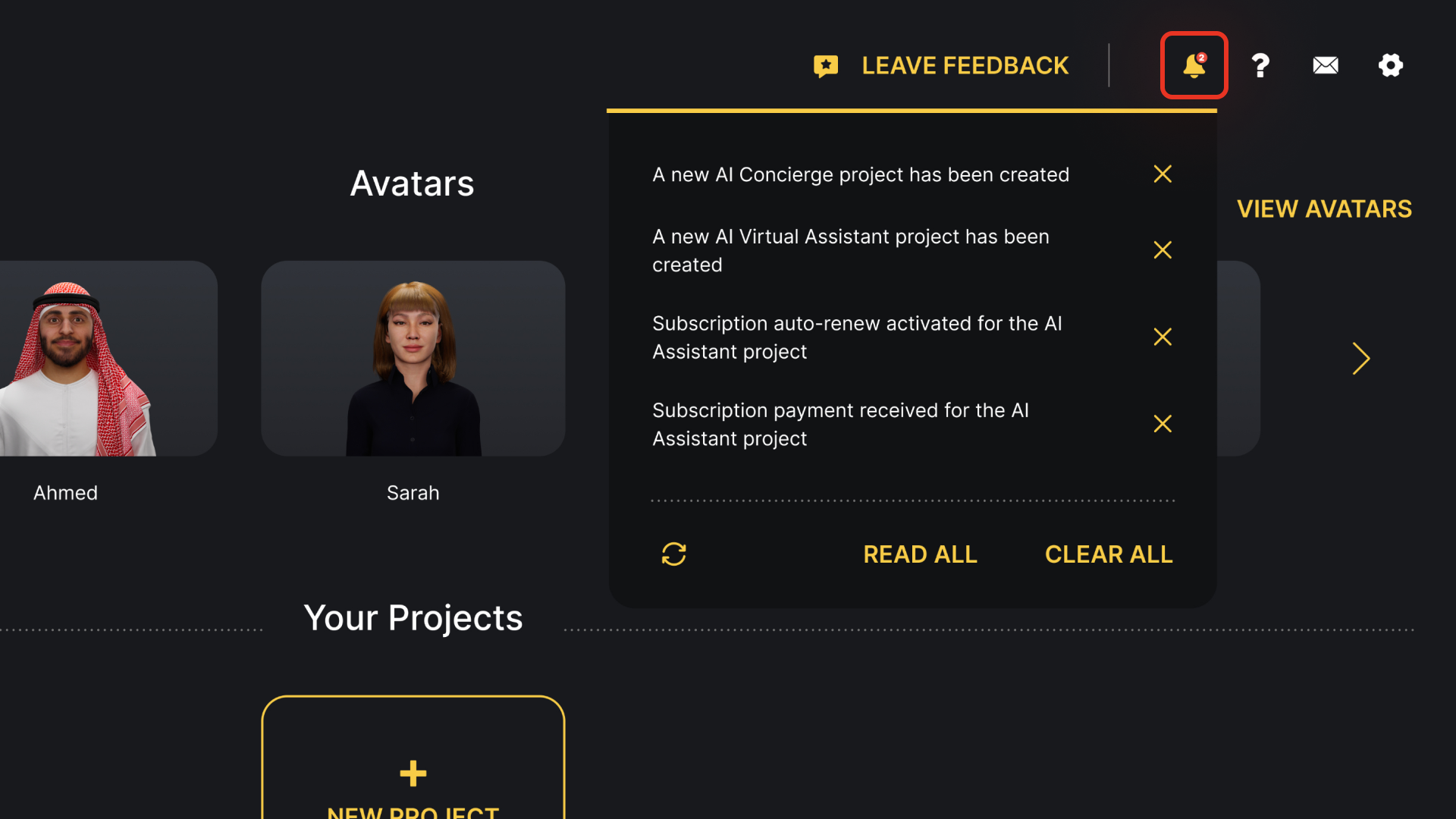 Avatar Project Notifications