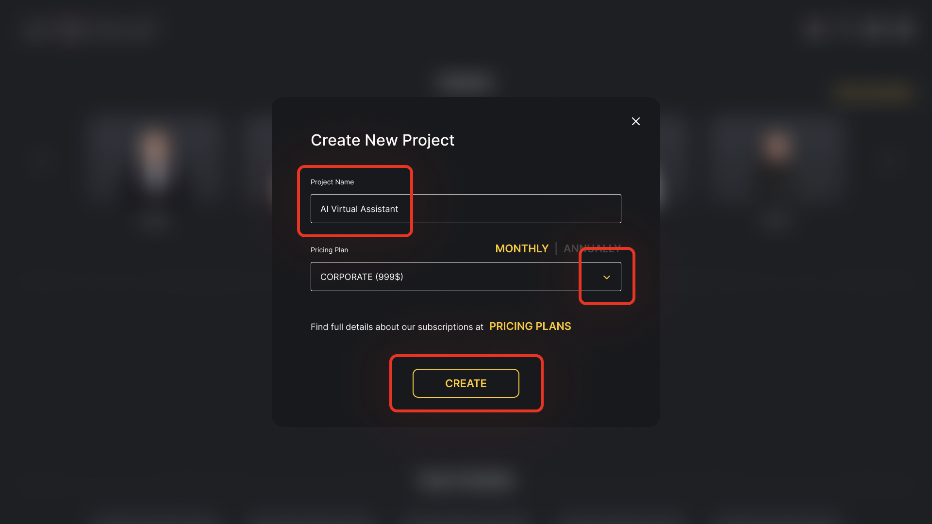 Genesis Studio create new digital human project form
